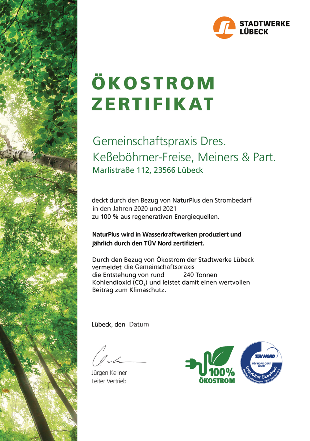 Ökostrom Zertifikat